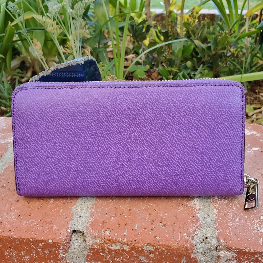 Electric Purple Coach Zip Up Wallet - Picture 6 of 6